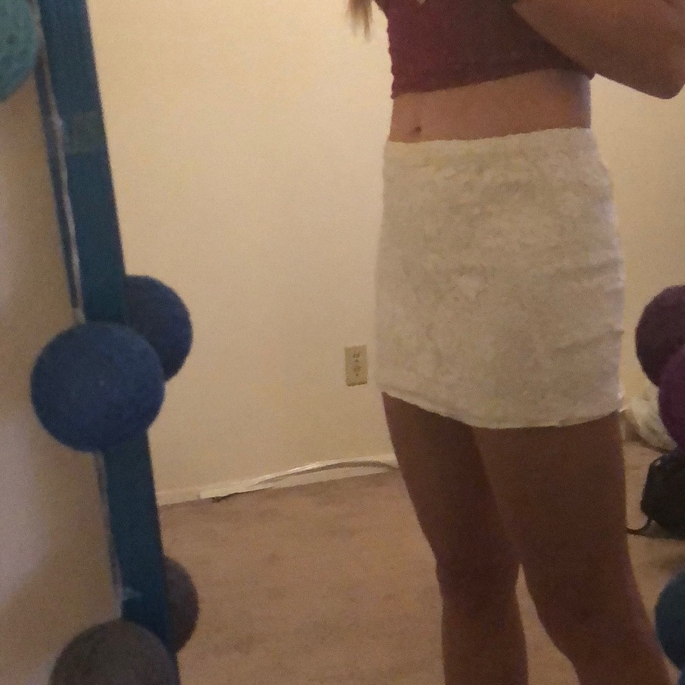 White sequin mini skirt